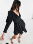 Фото #5 товара ASOS LUXE fluffy knitted corsetted dress with flippy skirt in black