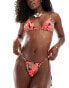 Фото #1 товара Reclaimed Vintage tie side bikini bottom with beads in blurred floral print