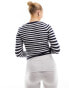 ASOS DESIGN knitted top with asymmetric neckline in stripe