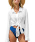 ფოტო #1 პროდუქტის Women's White Collared Button-Up Cover-Up