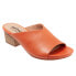 Softwalk Parker S2003-840 Womens Orange Leather Slip On Heeled Sandals Shoes