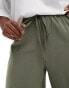 Yours washed twill wide leg trousers in olive