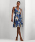 Women's Floral Belted Crepe Sleeveless Dress
