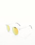 Spitfire teddy boy round sunglasses in clear with orange mirror lens