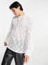 ASOS DESIGN long sleeve t-shirt in white lace with neck & sleeve detail