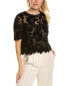 Фото #1 товара Carolina Herrera Velvet Lace Silk-Lined Top Women's Black 2