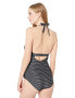 Фото #2 товара prAna 166416 Womens Lahari V-neck One Piece Swimsuit Black Stripe Size Large