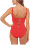 Фото #2 товара BLEU by Rod Beattle 281901 Women's Twister One-Piece Swimsuit in Scarlet (14)