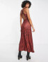 Фото #4 товара ASOS DESIGN sleeveless midi dress with ruching in rust snake print