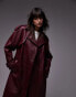 Фото #3 товара Topshop – Trenchcoat aus strukturiertem Kunstleder in Burgunderrot