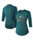 ფოტო #1 პროდუქტის Women's Threads Midnight Green Philadelphia Eagles Super Bowl LVII Desert Tri-Blend Raglan 3/4 Sleeve T-shirt