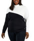 Фото #1 товара Plus Size Colorblocked Turtleneck Sweater