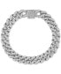 Men's Cubic Zirconia Curb Link Chain Bracelet in Sterling Silver