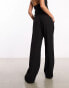 Фото #6 товара COLLUSION tailored wide leg trousers co-ord with elasticated waistband in black