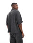 ASOS DESIGN co-ord heavyweight premium oversized boxy polo t-shirt with brushed rib in charcoal