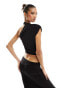 Kaiia slinky one shoulder crop top co-ord in black