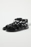 Фото #4 товара Кожаные сандалии со шнуровкой ZARA