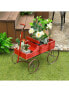 Фото #3 товара Wooden Wagon Plant Bed with Metal Wheels for Garden Yard Patio