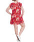 Фото #2 товара Plus Size Floral Textured Ruffle-Sleeve Dress