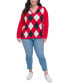 Фото #5 товара Plus Size Ivy Cotton Argyle Sweater