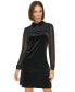 ფოტო #4 პროდუქტის Petite Mixed-Media Long-Sleeve Dress