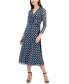 Фото #1 товара Women's Printed Faux-Wrap Midi Dress