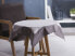 Obrus / serweta na stół biały z dekoracją szara rozeta / obszycie szare kwadratowy 80 x 80 cm