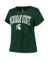 ფოტო #3 პროდუქტის Women's Green Michigan State Spartans Plus Size Arch Over Logo Scoop Neck T-Shirt