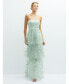 Фото #1 товара Strapless 3D Floral Embroidered Dress with Tiered Maxi Skirt