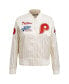 Men's Cream Philadelphia Phillies Cooperstown Collection Pinstripe Retro Classic Full-Button Satin Jacket