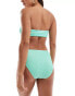 Фото #3 товара In The Style exclusive crinkle high leg bikini bottoms co-ord in turquoise