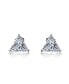 Sterling Silver White Gold Plated with 4ctw Lab Created Trillion Triangle Modern Stud Earrings