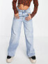 Weekday Ace high waist denim jeans in light stone wash blue