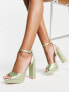 Фото #2 товара Be Mine Wide Fit Vanyaa platform heeled sandals in sage green