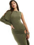 Фото #3 товара ASOS DESIGN one sleeve maxi dress with cutout and drawstring in khaki