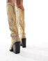 Фото #8 товара Simmi London Wide Fit Delano butterfly embellished western boot in taupe micro