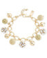 Фото #1 товара Gold-Tone Crystal & Thread-Wrapped Bead Charm Bracelet, Created for Macy's