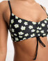 New Look ruched front bikini top in daisy floral