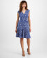 ფოტო #1 პროდუქტის Petite Floral-Print Tiered Fit & Flare Dress