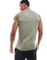 Фото #4 товара ASOS 4505 Icon training sleeveless t-shirt with quick dry 2 pack in beige and khaki