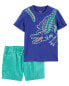 Фото #1 товара Baby 2-Piece Gator Tee & Pull-On Canvas Shorts Set 9M