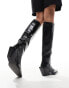 ASOS DESIGN Cassie premium leather western knee boots with stud detail in black Черный, 40 - фото #4