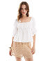 Фото #1 товара ASOS DESIGN square neck puff sleeve blouse in ivory