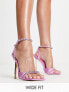 Public Desire Wide Fit Vices embellished strap sandals with contrast heel in pink