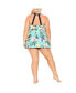 Фото #2 товара Plus Size Hi Back Print Swim Dress