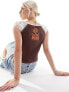 Basic Pleasure Mode x Subculture camo raglan sleeve baby t-shirt in brown and orange