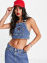 Фото #4 товара Tommy Jeans x ASOS exclusive co-ord cotton logo tape dungaree top in mid blue