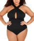 Фото #1 товара Michael Kors Womens Plus Size Keyhole Tummy Control One Piece Swimsuit Black 18W