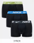 Nike Dri-Fit Essential Microfibre trunks 3 pack in black with contrast waistband Черный, L - фото #1