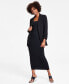 Фото #4 товара Petite Solid Notched-Collar Ruched-Sleeve Blazer, Created for Macy's